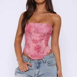 White Fox Boutique Pink Floral Blouse